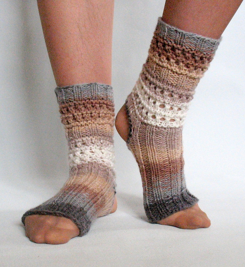 Yoga Socks Dance Pilates Ballet Brown Beige Gray Leg Warmers ankle warmers dancer