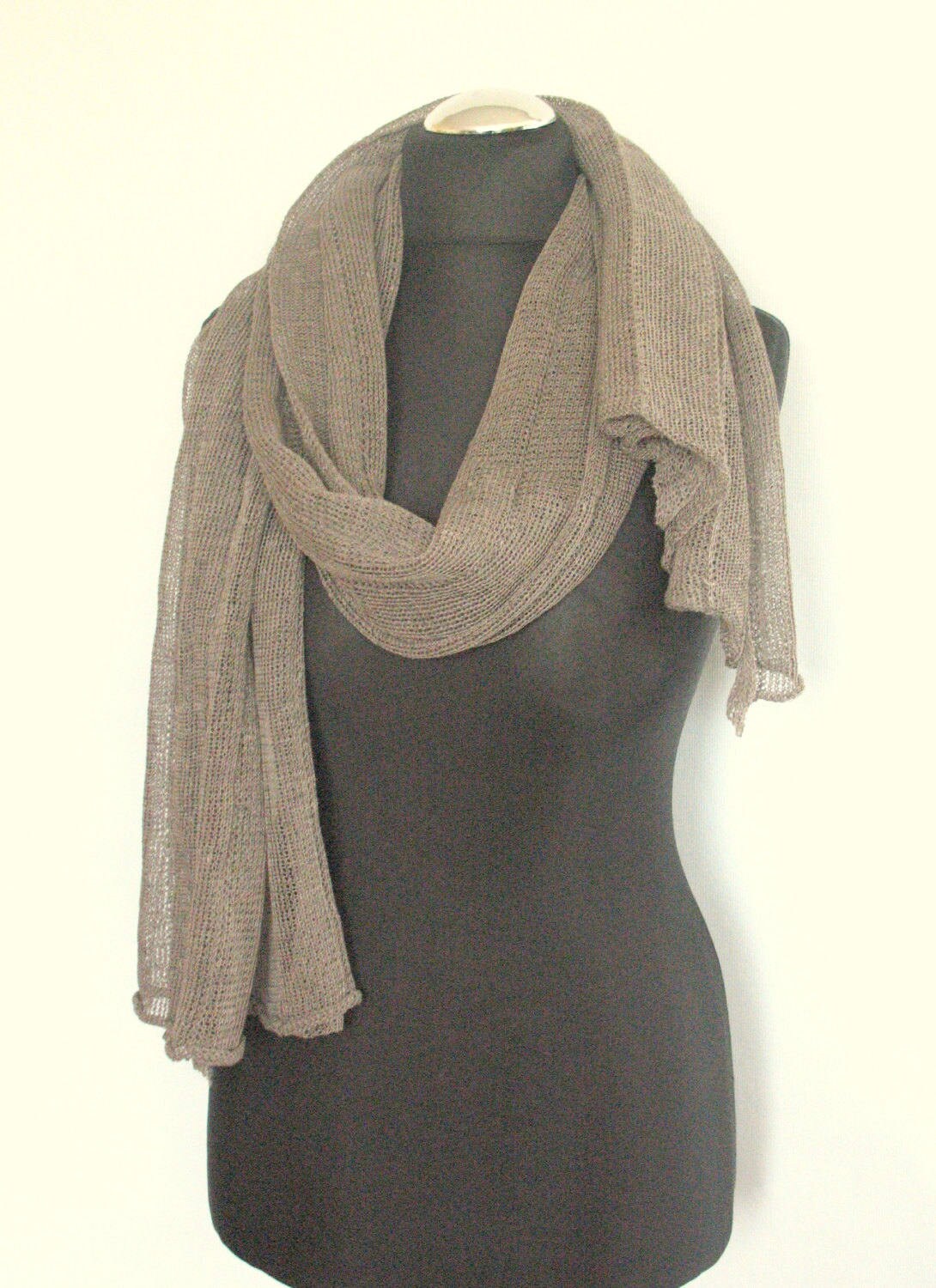 Linen Scarf Natural Grey Organic Linen Women's Scarf Pure Etsy
