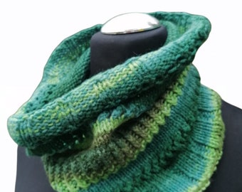 Striped Infinity Scarf Cowl Wrap Black Beige Brown Moss Salad Green Blue green