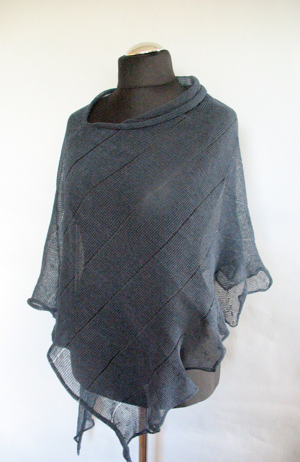Linen Shawl Cape Clothing Dark Gray Stripes Striped / Clothing | Etsy