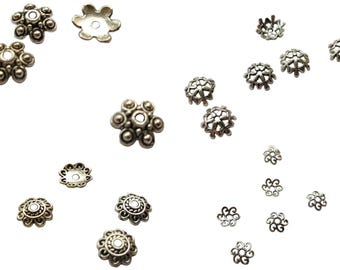 Sterling bead caps silver color 10mm - 12mm Sterling Silver flower