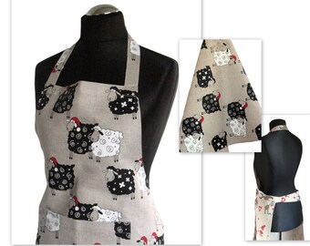 Linen Kitchen kit Utility Apron Womens Aprons for women Christmas Apron Towels Natural Gray Rudolph Reindeer Holiday