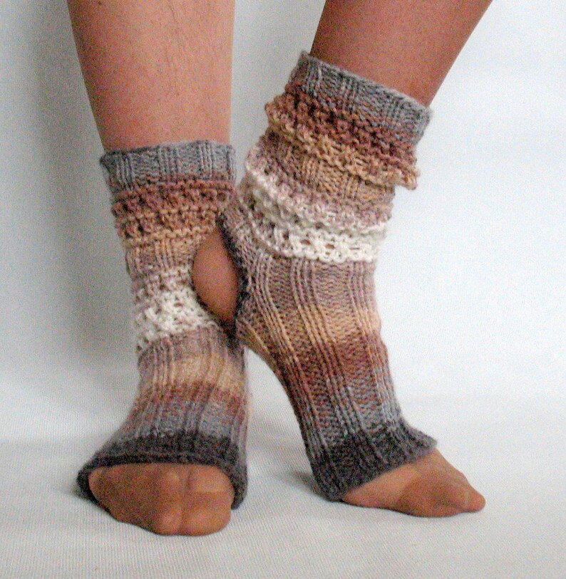 Yoga Socks Dance Pilates Ballet Brown Beige Gray Leg Warmers ankle warmers dancer
