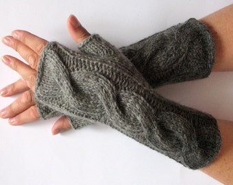 Gants sans doigts Chauffe-bras gris 9 « Tricot doux