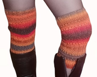 Boot Cuff Leg Warmers Striped Red orange brown Boot Socks