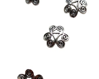 4 Sterling bead caps silver color 9mm Sterling Silver flower