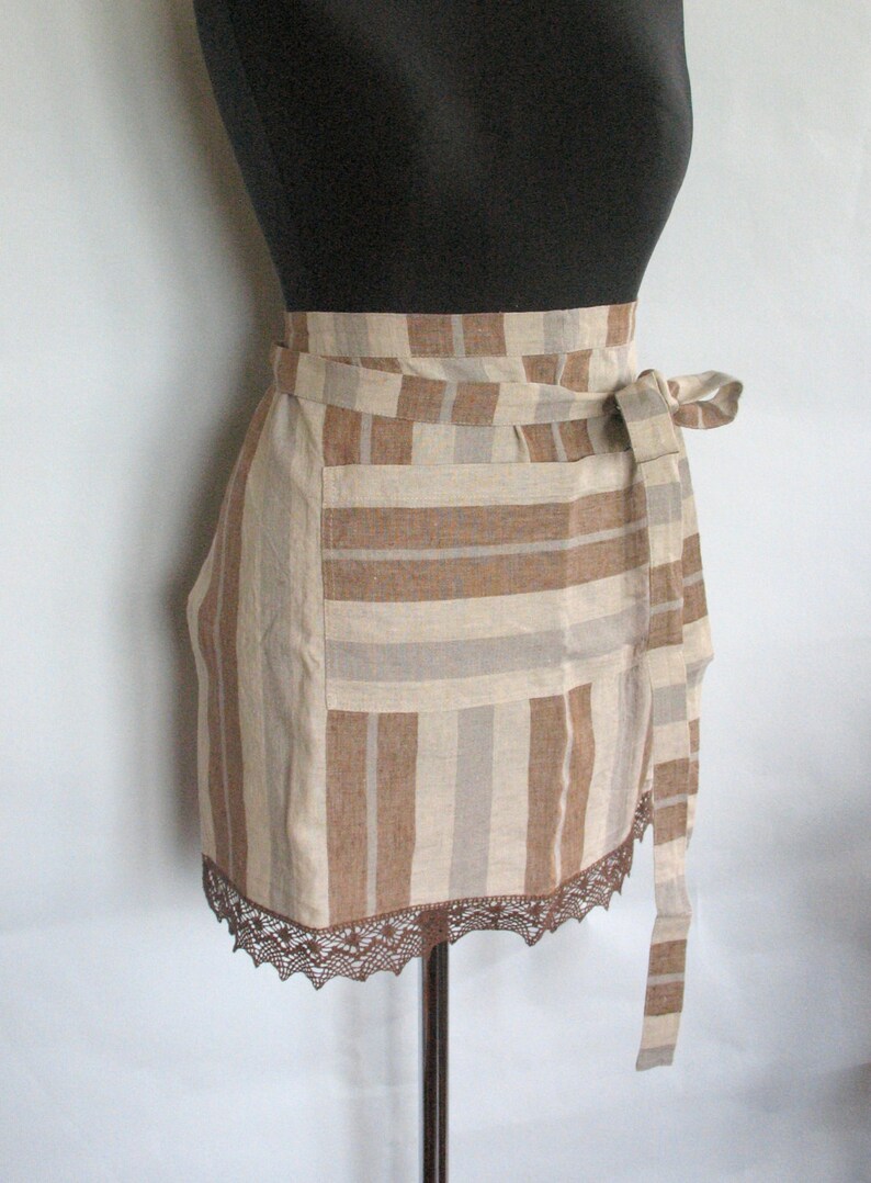 Linen Kitchen Half Apron Gardening Chef Aprons Teachers Apron Etsy