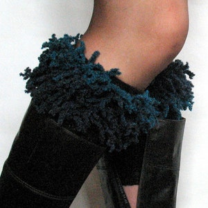 Black Boot Cuff Boot Toppers Leg Warmers Blue Boot Socks Knit Legwarmers Cable Knitted image 3