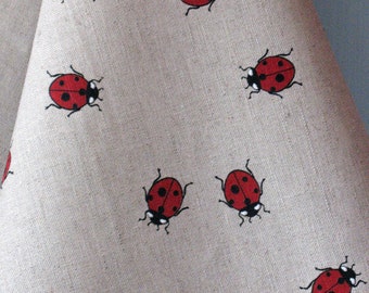Linen Cotton Dish Towels Tea Towels Ladybug Red Black - Tea Towels