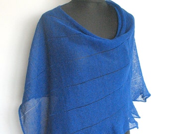 Linen Shawl Cape Clothing Cornflower Blue Stripes Striped / Clothing For Women