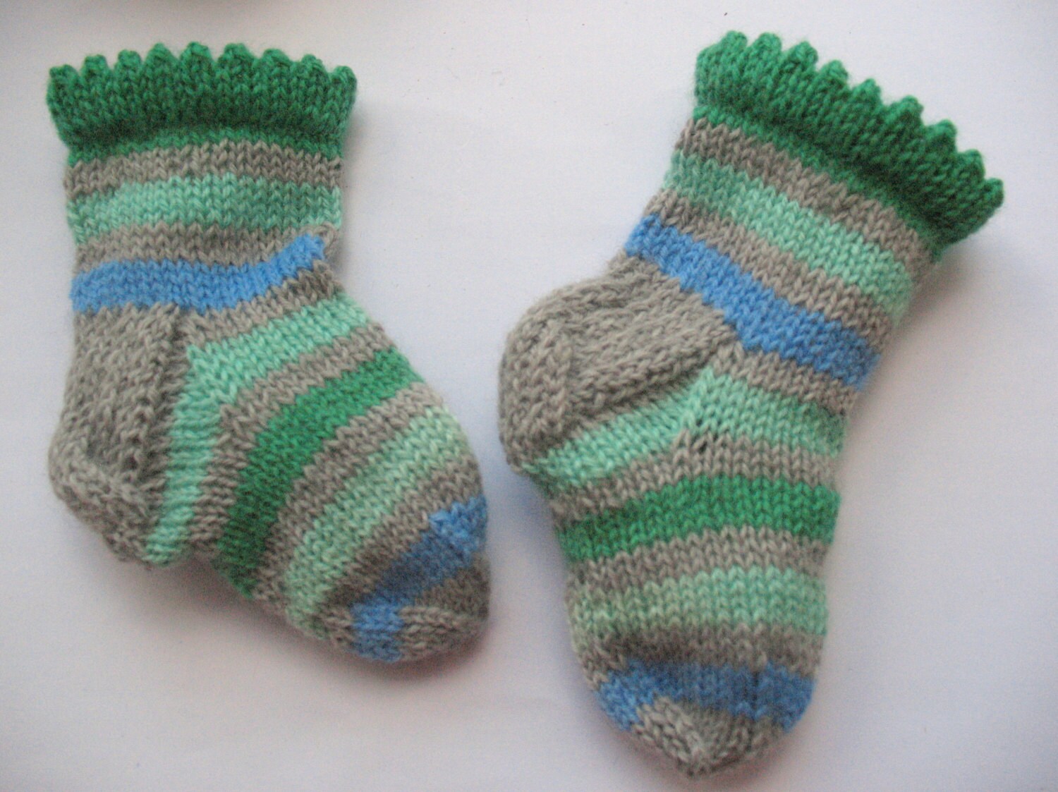 Baby Socks Striped Newborn Socks Wool Baby Booties Blue Azure Etsy