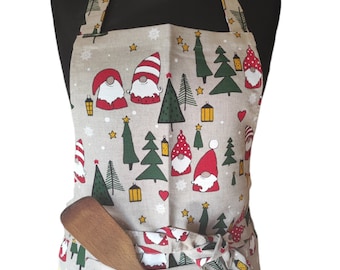 Cooking Apron Fun Gift for Women or Men, Animal Print Rudolph Reindeer Holiday Christmas Kitchen Apron