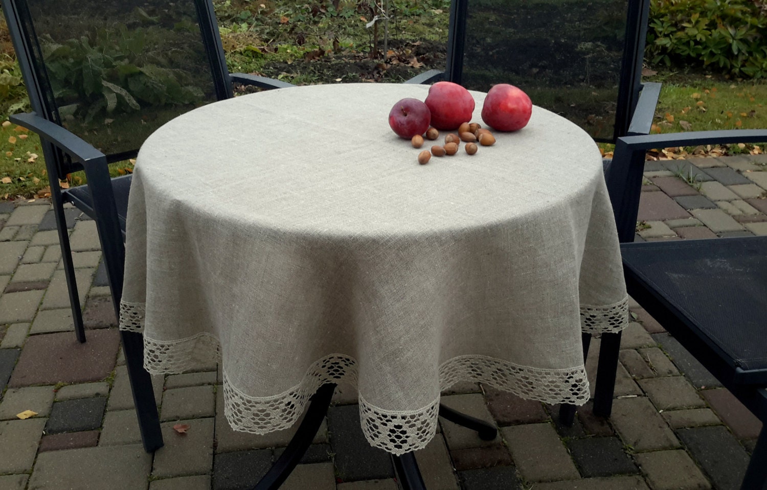 Tablecloth Round Tablecloth Vintage Tablecloth Linen Etsy