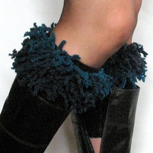 Black Boot Cuff Boot Toppers Leg Warmers Blue Boot Socks Knit Legwarmers Cable Knitted image 1