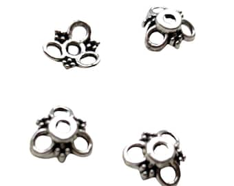 4 Sterling bead caps silver color 8mm Sterling Silver flower