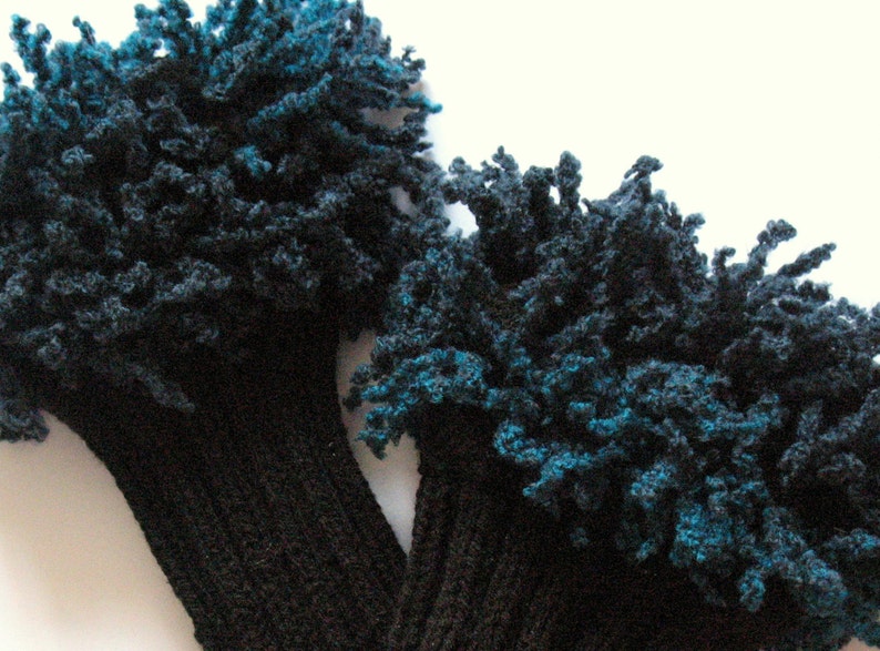 Black Boot Cuff Boot Toppers Leg Warmers Blue Boot Socks Knit Legwarmers Cable Knitted image 4
