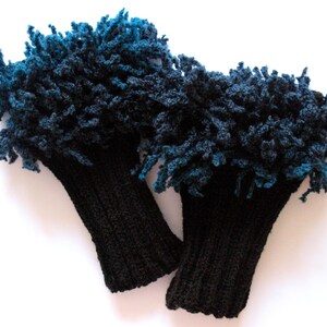 Black Boot Cuff Boot Toppers Leg Warmers Blue Boot Socks Knit Legwarmers Cable Knitted image 5