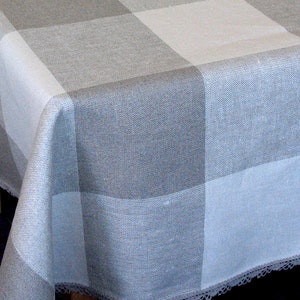 Linen Tablecloth Natural White Gray Linen Lace 118.1 x 58.3 image 1