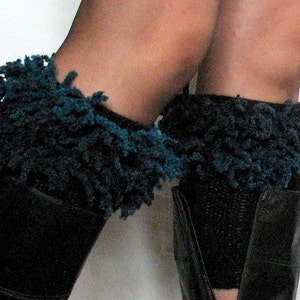 Black Boot Cuff Boot Toppers Leg Warmers Blue Boot Socks Knit Legwarmers Cable Knitted image 2