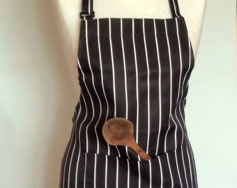 Linen Kitchen Apron for women Men's Apron Striped Black White