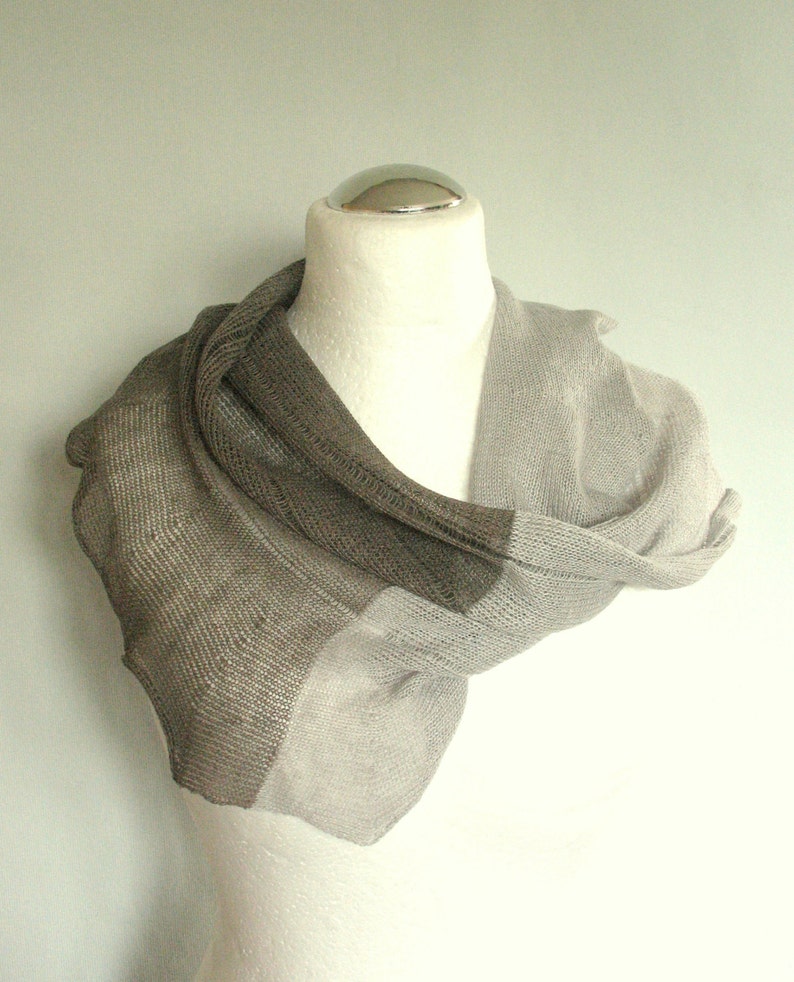 Linen Scarf Gray Infinity Scarf Cowl Wrap Etsy