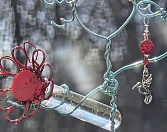 The Garden Goddess Version 2.0: A Hummingbird Feeder AND a Hummingbird Swing Hummer Perch YARD ART