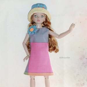 Handmade Doll Clothes for 16&quot; Tonner Ellowyne Wilde & Friends, Groovy A Line Dress and Bucket Hat, Created by dolltraveller