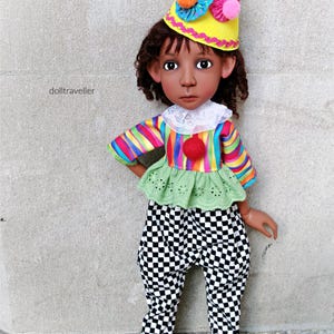 Handmade Doll Clothes for 20&quot; Big Stella and Friends, Connie Lowe BJD, &quot;Day at the Circus&quot; 5 piece Clown outfit, Created by dolltraveller