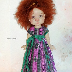 Handmade Doll Clothes for 15&quot; BJD My Meadow Moppet Mae, Aya, Tia, Australian Aboriginal Print Dress, Created by dolltraveller