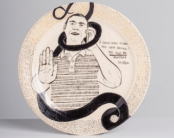 Illustrated wheel-thrown ceramic stoneware plate, hand-drawn ceramic dish - The Common Dilettante / I could have found this idea