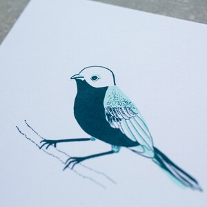 Bird Illustration Screen Print, Wall Art, Bird Print, Blue Bird Screen Print image 2