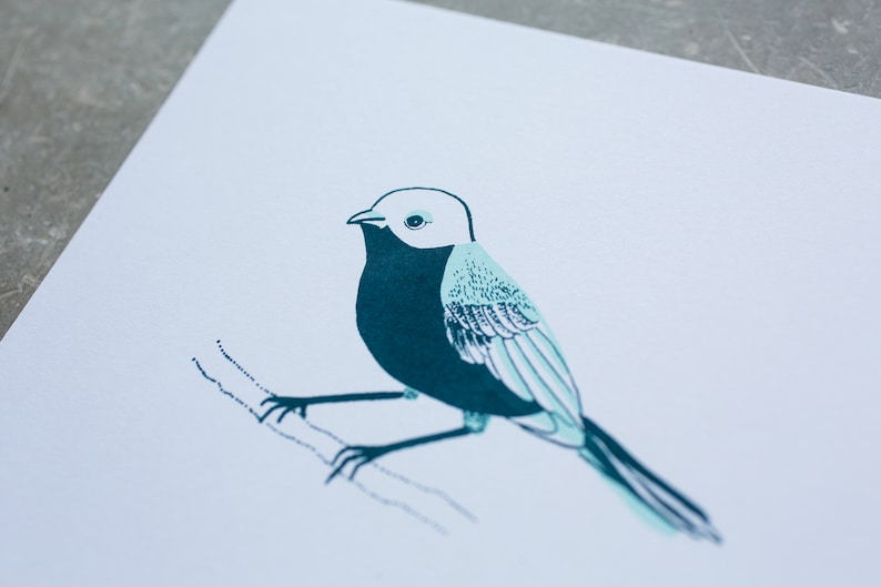 Bird Illustration Screen Print, Wall Art, Bird Print, Blue Bird Screen Print image 2