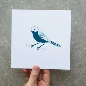 Bird Illustration Screen Print, Wall Art, Bird Print, Blue Bird Screen Print image 1