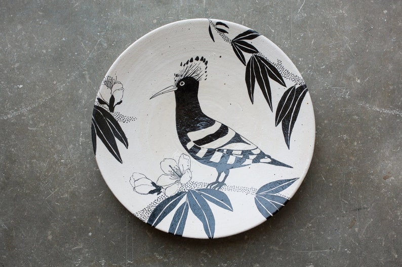 Handbemalte eine aus einzigartige Keramik dekorative Platte, Sammlerplatte, Keramik-Wand-Dekor Hoopoe Bild 1