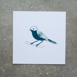 Bird Illustration Screen Print, Wall Art, Bird Print, Blue Bird Screen Print image 3