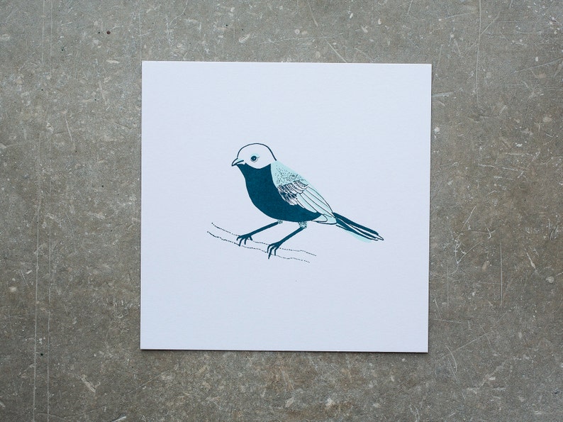 Bird Illustration Screen Print, Wall Art, Bird Print, Blue Bird Screen Print image 3