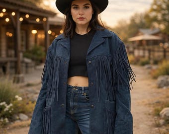 Handcrafted Suede Leather Tassel Jacket – Beaded Western Cowgirl Style Coat