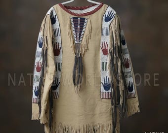 Lakota Sioux War Shirt: Beaded Plains Indian Pow Wow Regalia