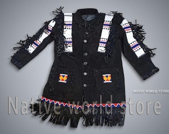 Suede Fringe War Shirt: Native American Powwow Dance Attire