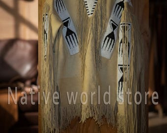 Suede Fringe War Shirt: Beaded Powwow Dance Attire