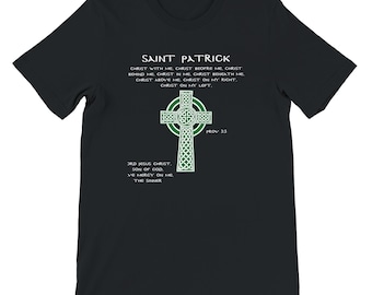 Croix celtique avec citations de Saint Patrick et prière de Jésus