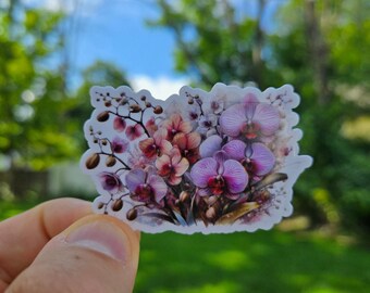 Naklejka z bukietem orchidei | Naklejka z kwiatami | Naklejka na laptopa | Naklejka na butelkę z wodą | Naklejka na dziennik | Naklejka z rośliną | Naklejka z naturą