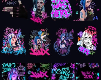 Jinx Graffiti Clipart Bundle: League of Legends PNG SVG for Cricut (Digital Download)