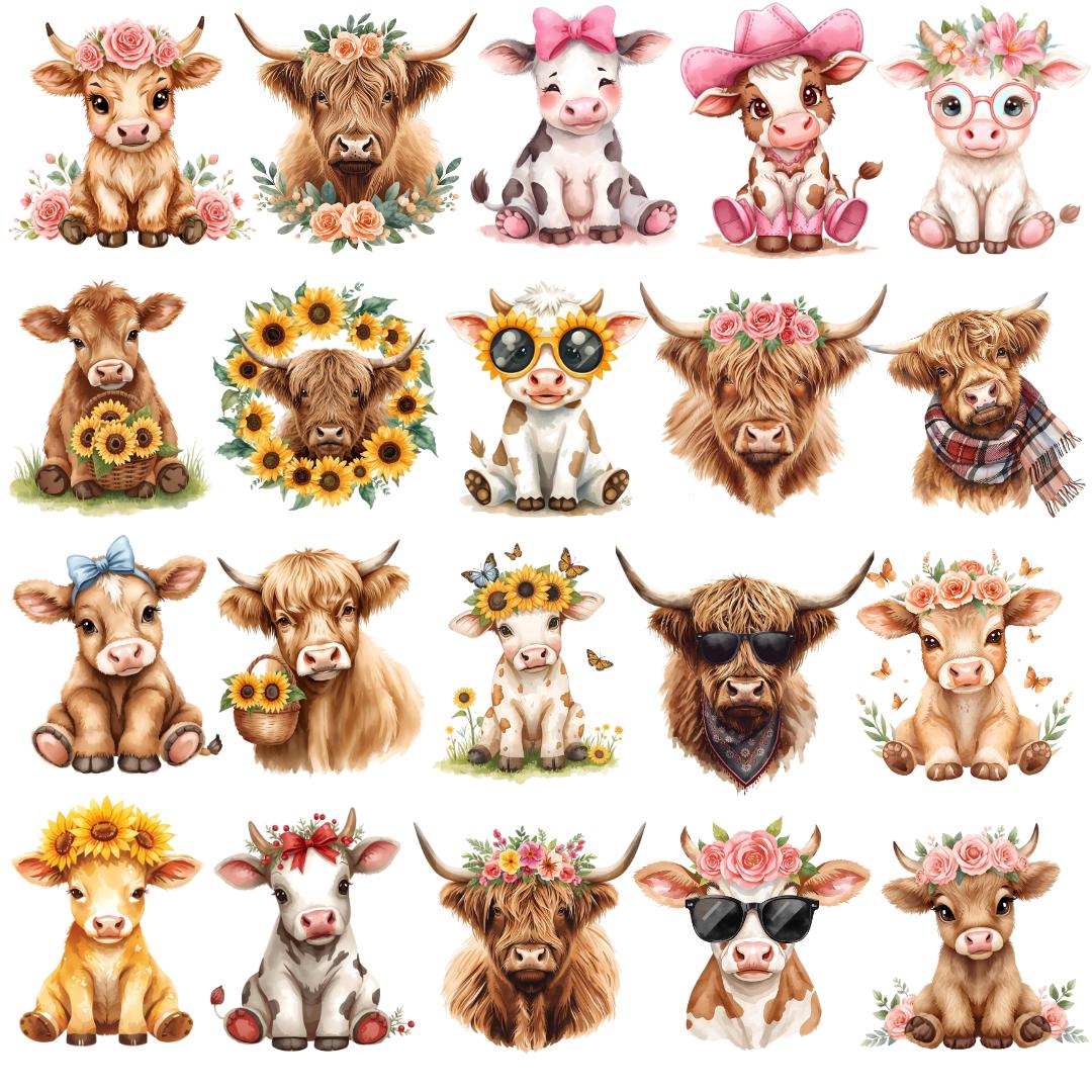 Highland Cow Sticker, Cute Animal PNG Gráfico Por AllisonSuns · Creative Fabrica - View #7