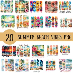 Retro Summer Beach Vibes PNG Bundle, Tropical Sublimation Graphics