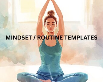 Plantilla de planificador de mentalidad / Diario de reflexión diaria / Plantilla de noción de productividad y crecimiento personal / Mindfulness, objetivos y seguimiento de hábitos