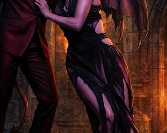 Devil, Succubus Couple Portrait: AI Enhanced Pencil Drawing Available on many items