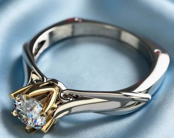 Anello in oro 18 carati con moissanite e pietra preziosa naturale, fede nuziale in oro massiccio per donna, anello di fidanzamento etico, regalo di anniversario unico per lei
