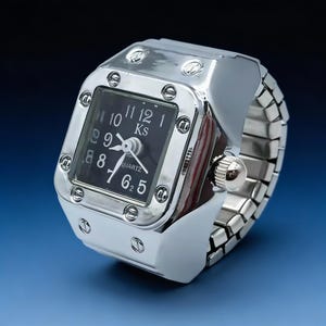 Vintage Punk Finger Watch Ring • Retro Roman Quartz Mini Clock • Elastic Alloy Unisex Gothic Jewelry • Y2K Steampunk Ring Watch Gift