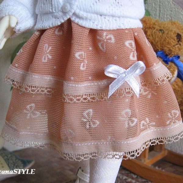 Kawkana - Peach-colored tulle skirt for YoSD, LTF, 1/6 dolfie "YoSD11-08"